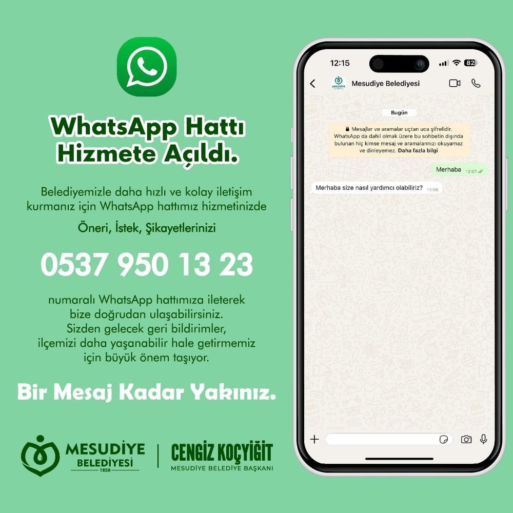 Mesudiye Belediyesi WhatsApp İletişim Hattı